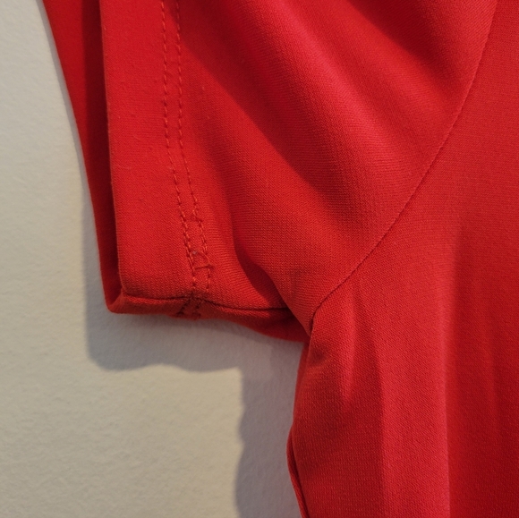 2/$18 Calvin Klein Orange Red Gold Chainlink Pleated Loose Stretchy Top S - Picture 4 of 7